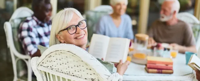 Residents enjoying a secure courtyard—memory care in Santa Monica